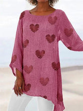 Load image into Gallery viewer, Camiseta de mujer con cuello redondo y estampado de lino y algodón