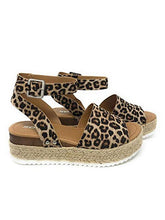 Load image into Gallery viewer, Sandálias femininas europeias e americanas de leopardo Sandálias femininas de linho grosso com alças baixas