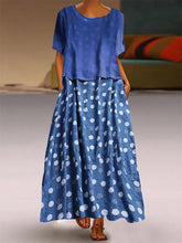 Load image into Gallery viewer, Conjunto de vestido feminino de manga curta com bolinhas