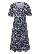 Load image into Gallery viewer, Vestido de manga corta estampado de talla grande para mujer