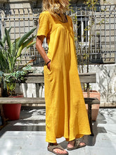 Load image into Gallery viewer, Short sleeve jumpsuit with square neck