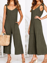 Load image into Gallery viewer, Cotton and linen jumpsuit with knot