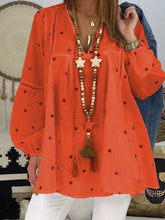 Load image into Gallery viewer, Camisa holgada de encaje con cuello de pico estampada para mujer