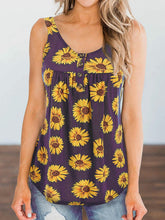 Load image into Gallery viewer, Camiseta de tirantes casual sin mangas con estampado de girasol