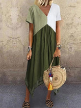 Load image into Gallery viewer, Vestido feminino com decote em V contrastante