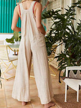 Load image into Gallery viewer, Women's wide cotton and linen jumpsuit with pockets