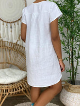 Load image into Gallery viewer, Vestido de mujer de algodón y cuello de pico con estampado de margaritas