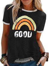 Load image into Gallery viewer, Camiseta casual com estampa do arco-íris para mulheres