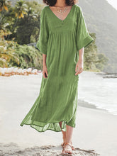 Load image into Gallery viewer, Vestido feminino largo de algodão e linho