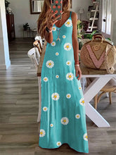 Load image into Gallery viewer, Women's Daisy Print Maxi Dress
