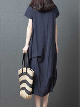 Load image into Gallery viewer, Round neck short sleeve linen dress