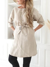Load image into Gallery viewer, Vestido feminino de algodão e renda folgada