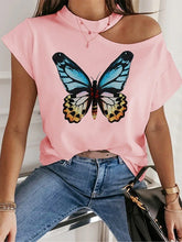 Load image into Gallery viewer, Women's Butterfly Print Short Sleeve T-Shirt