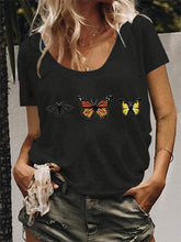 Load image into Gallery viewer, Plus Size Butterfly Print Casual T-Shirt