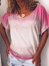Load image into Gallery viewer, Camiseta feminina de manga curta gradiente tie-dye