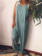 Load image into Gallery viewer, Women's wide striped tie jumpsuit