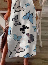 Load image into Gallery viewer, Long dress with short sleeves with butterfly print