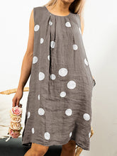 Load image into Gallery viewer, Women's sleeveless linen dress with dots