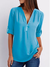 Load image into Gallery viewer, Women's Oversized V-Neck Chiffon Shirt