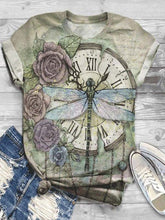 Load image into Gallery viewer, Camiseta de manga curta estampada libélula