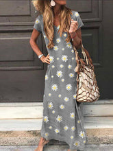 Load image into Gallery viewer, Women's Daisy Print Short Sleeve Dress
