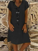 Load image into Gallery viewer, Vestido de manga curta simples com decote em V