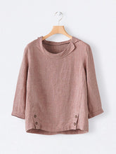 Load image into Gallery viewer, Women's cotton and linen button-down shirt