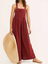 Load image into Gallery viewer, Women's wide cotton and linen jumpsuit with pockets