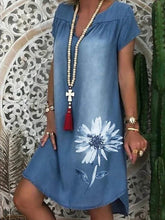Load image into Gallery viewer, Vestidos casuais femininos com estampa floral de manga curta