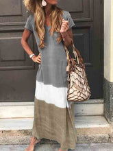 Load image into Gallery viewer, Vestido de algodão e linho estampado com decote em V