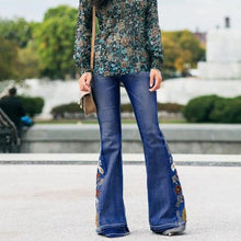 Load image into Gallery viewer, Jean Embroidered Flare Pants