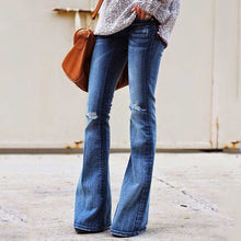 Load image into Gallery viewer, 70er Jahre Plus Size Ripped Bell Bottom Jeans