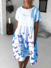 Load image into Gallery viewer, Short sleeve dress with butterfly print