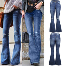 Load image into Gallery viewer, 70er Jahre Plus Size Ripped Bell Bottom Jeans