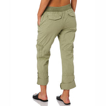 Load image into Gallery viewer, Calça cargo feminina cáqui com bolsos