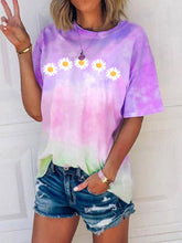 Load image into Gallery viewer, Women's Fashion Daisy Tie Dye Casual Short Sleeve T-Shirt