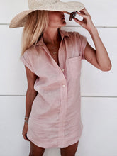 Load image into Gallery viewer, Women's Cotton Linen Patch Pocket Raglan Short Sleeve Shirt