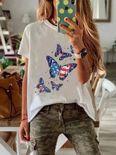 Load image into Gallery viewer, Camiseta de mujer de manga corta con estampado de mariposas
