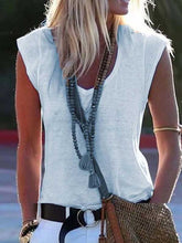 Load image into Gallery viewer, Camiseta lisa sin mangas con cuello de pico