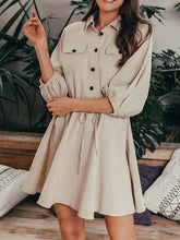 Load image into Gallery viewer, Women's Loose Cotton and Linen Trapeze Dress