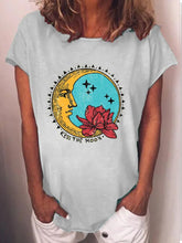 Load image into Gallery viewer, Camiseta feminina estampada com decote redondo