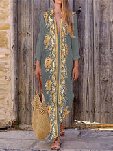 Load image into Gallery viewer, Womens Floral Print Bohemian Forked Maxi Dress
