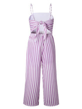 Load image into Gallery viewer, Long striped cotton and linen jumpsuit