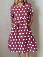 Load image into Gallery viewer, Vestido feminino de manga curta com estampa de bolinhas soltas