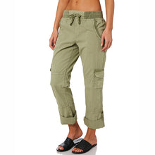 Load image into Gallery viewer, Calça cargo feminina cáqui com bolsos