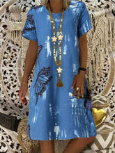 Load image into Gallery viewer, Vestido de mujer de algodón y lino con estampado de mariposas