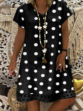 Load image into Gallery viewer, Vestido feminino de algodão e linho com bolinhas