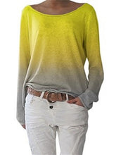 Load image into Gallery viewer, Camiseta degradada feminina de gola larga