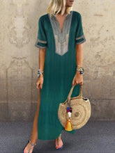 Load image into Gallery viewer, Vestido casual casual con cuello en V para mujer en estilo étnico