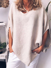 Load image into Gallery viewer, Top camisero de algodón y lino de manga larga con capucha